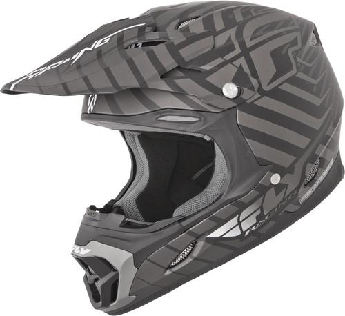 Fly racing three 4 graphics motorcycle helmet flat black/charcoal medium