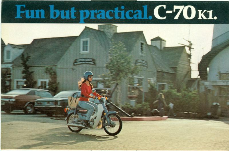 Rare vintage 1972 honda c-70 k1 4 stroke motorcycle sales advertising brochure