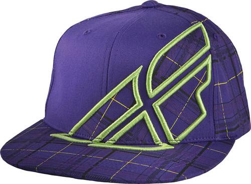 Fly racing youth plaid f-wing hat purple one size