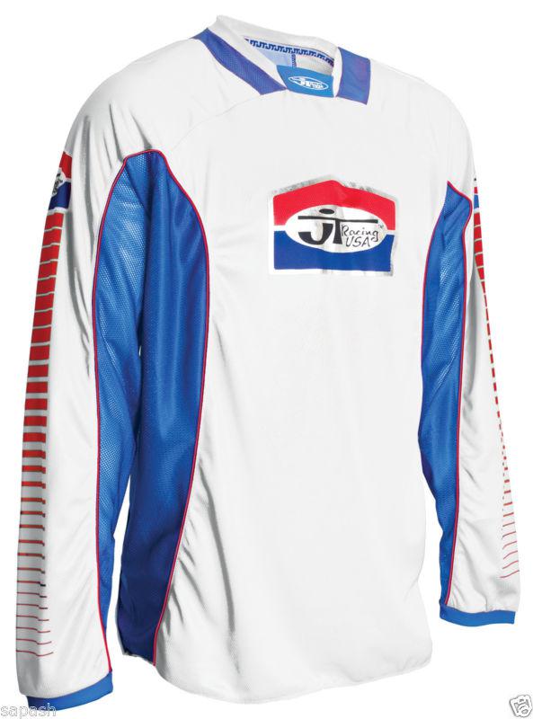 New jt racing mx jersey medium white / blue 2012 close-out