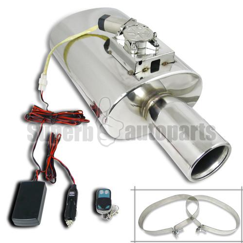 Jdm style 4" tip stainless exhaust muffler w/ electro adjustable valve silencer