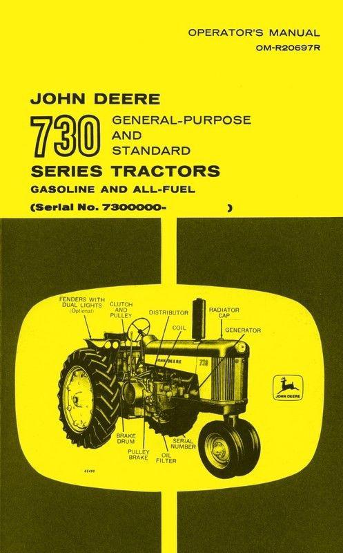 John deere 730 gp standard gas all-fuel tractor operators manual 7300000+ jd