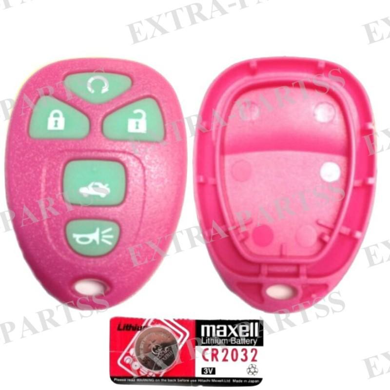 New pink glow replacement gm keyless remote key fob shell case pad + battery