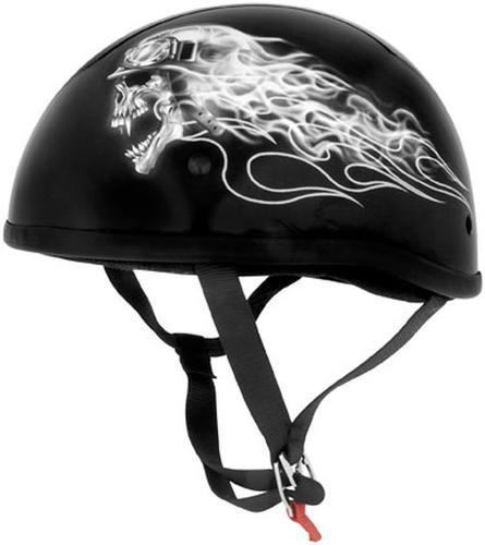 New skid lid original half-helmet adult helmet, biker skull/black, med/md