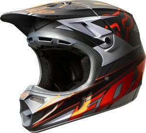 Fox racing v4 race 2014 mx/offroad helmet gray/orange/matte finish