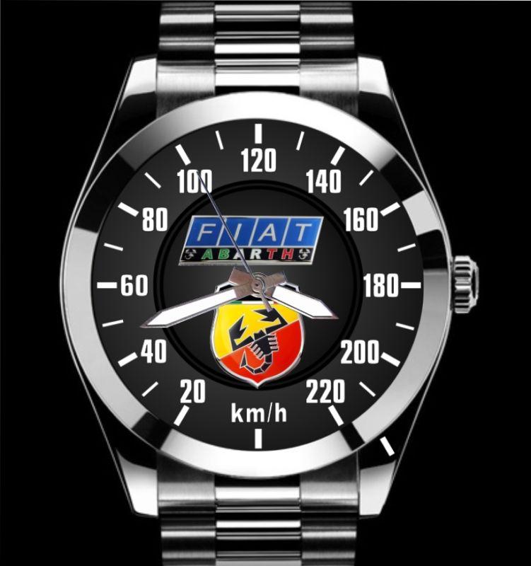 A fiat abarth 500 220 km/h speedometer auto art stainless steel band  watch 