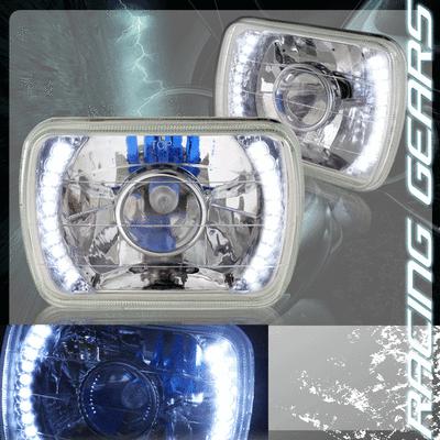 Universal 7"x6" h6014 h6052 h6054 white led chrome housing projector headlight