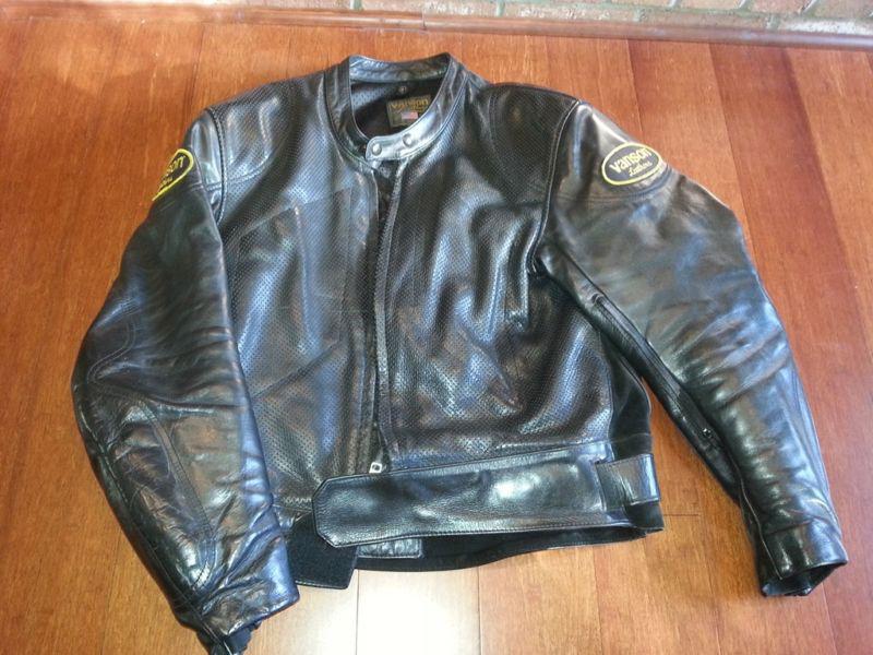 Vanson cobra mark 2 motorcycle sport bike black leather jacket mens size 48