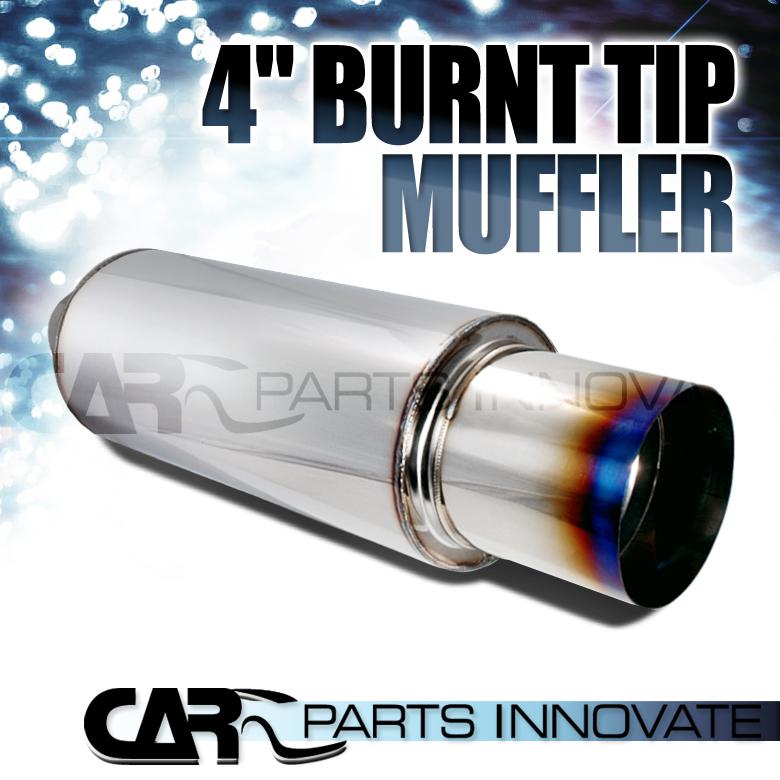 4" burnt tip n1 exhaust muffler high flow stainless steel w/ silencer