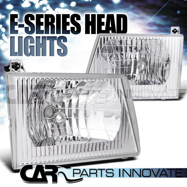 Ford 92-07 e150 e250 e350 e540 econoline van crystal headlights chrome