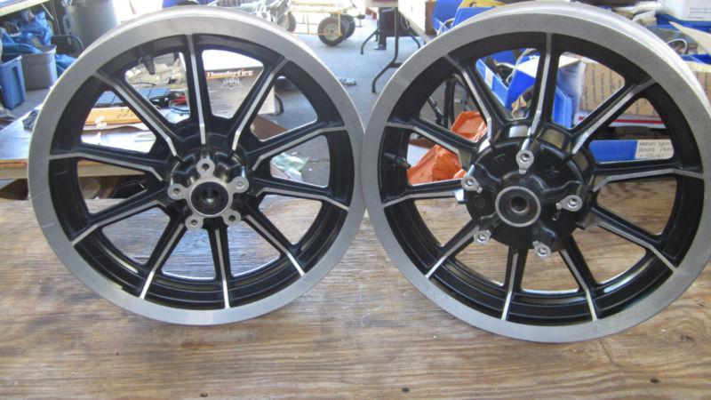 1986-1999 oem harley davidson evo flt bagger 9 spoke alloy front & rear wheels 