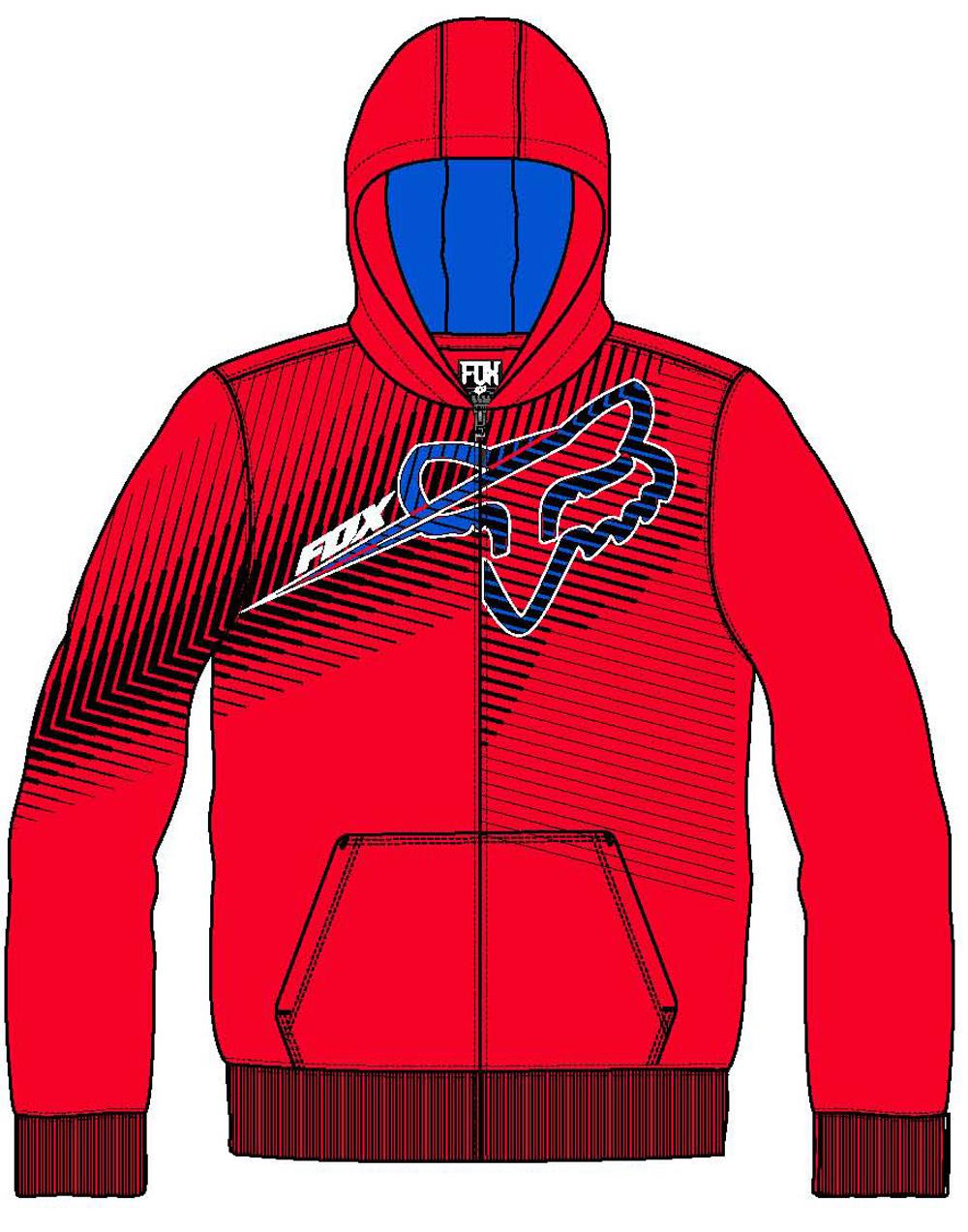 Fox boys collateral flame red zip-up hoody sweatshirt mx 2014 fleece blue