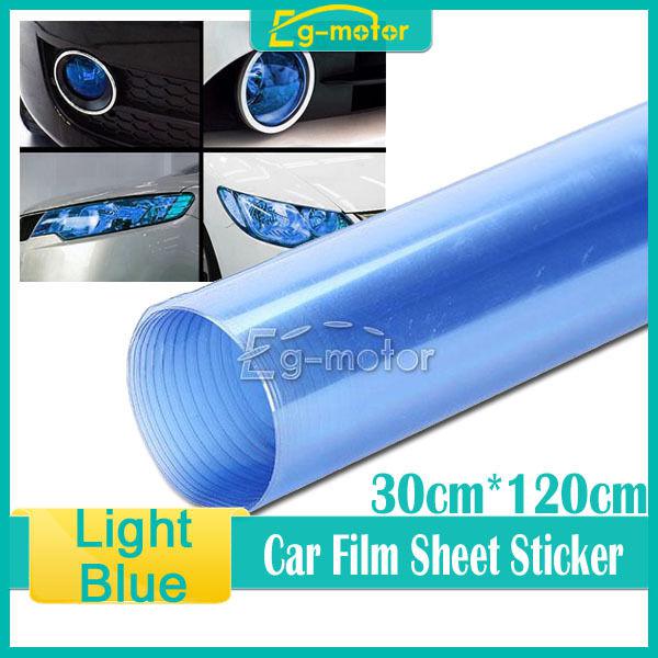 30x120cm diy car vinyl film decal sticker fog light headlight smoke light-blue