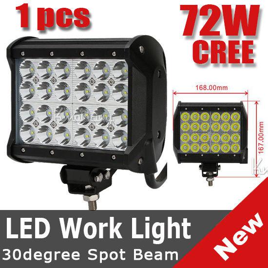 72w 7inch quad row cree led spot beam work light offroad lamp utb pickup wagon