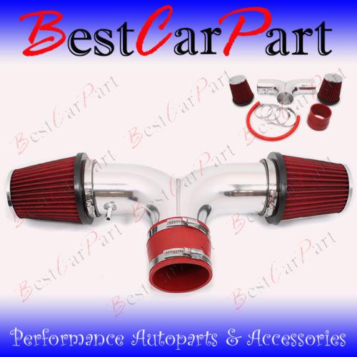 Bcp red 02-07 ram1500 3.7l v6/4.7l v8 dual twin air intake induction kit + filte