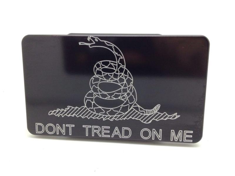 Trailer hitch plug cover, don't tread on me, 3" x 5"