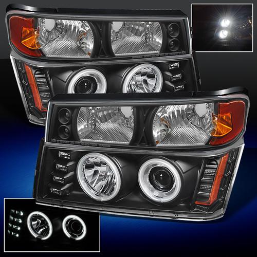 04-12 colorado canyon black ccfl halo projector led headlights+led bumper signal