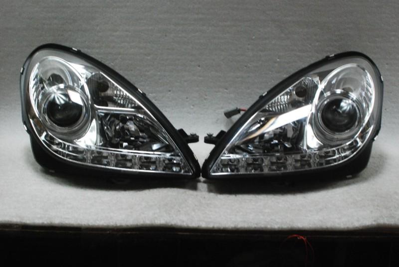 05-11 mercedes benz slk r171 drl led projector chrome headlights *fit hid-d2s*