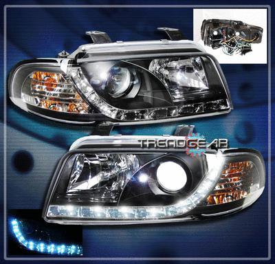 96 97 98 99 audi a4 s4 b5 drl r8 led projector headlights lamps black base avant