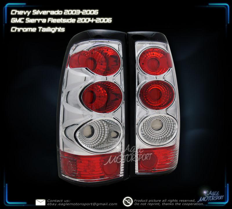 2003-2006 chevy silverado chrome clear tail lights left right rear lamps