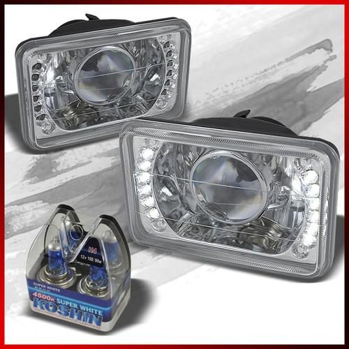 4x6 projector headlights w/ dual strip led built-in + super white light bulbs