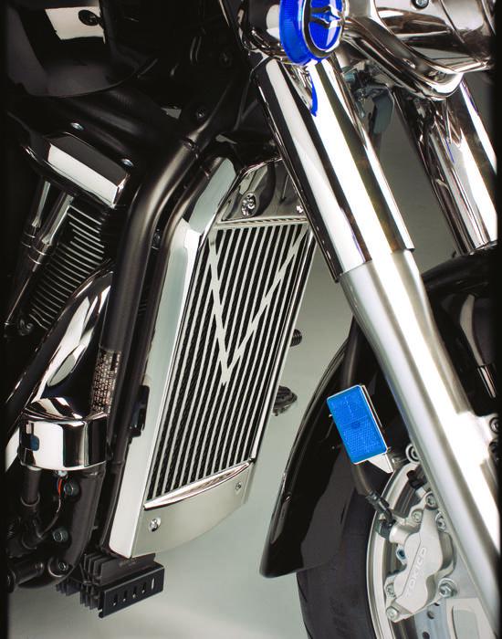 Show chrome v-style radiator grill fits kawasaki vulcan 2000 2004-2010