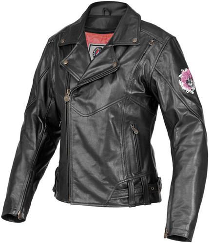 River road grateful dead skull &roses color womens leather jacket,black,large/lg