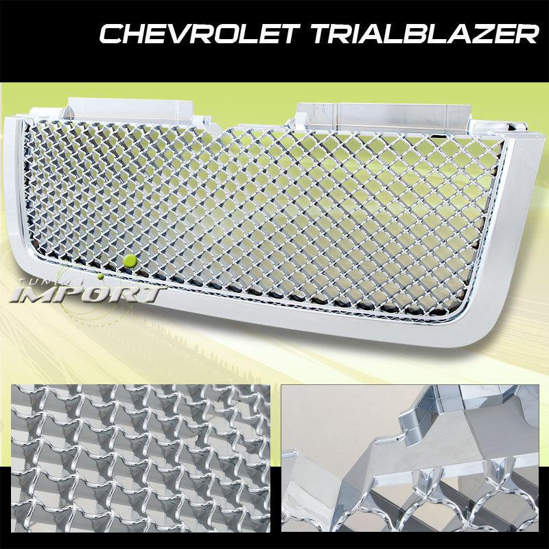 2006-2009 chevy trail blazer lt diamond chrome mesh front grille grill set 07 08