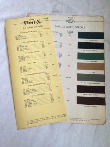 1939 desoto~paint chip~automotive~acme paints~color chart