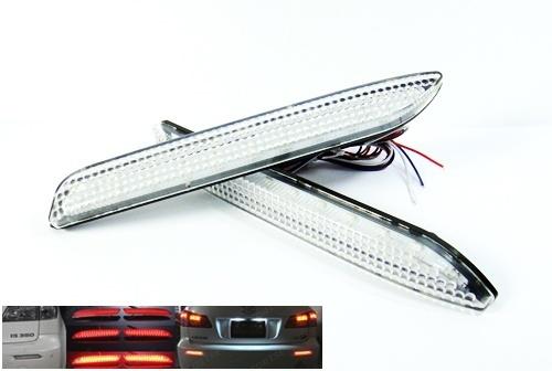 Clear lens smd led rear bumper reflector tail brake stop light fog toyota lexus