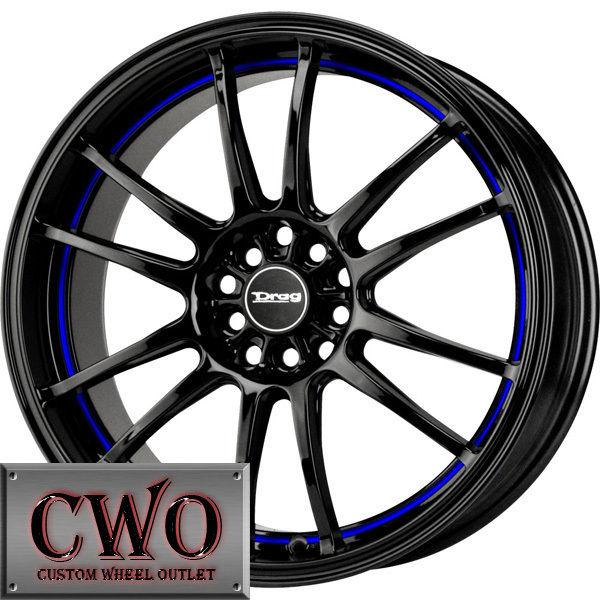 17 black drag dr-38 wheels rims 5x100/5x114.3 5 lug eclipse altima jetta maxima