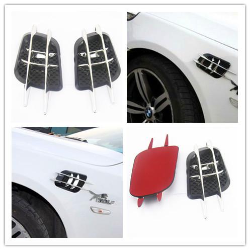 2 x chrome side mesh vent fender universal decoration sticker for cadillac saab