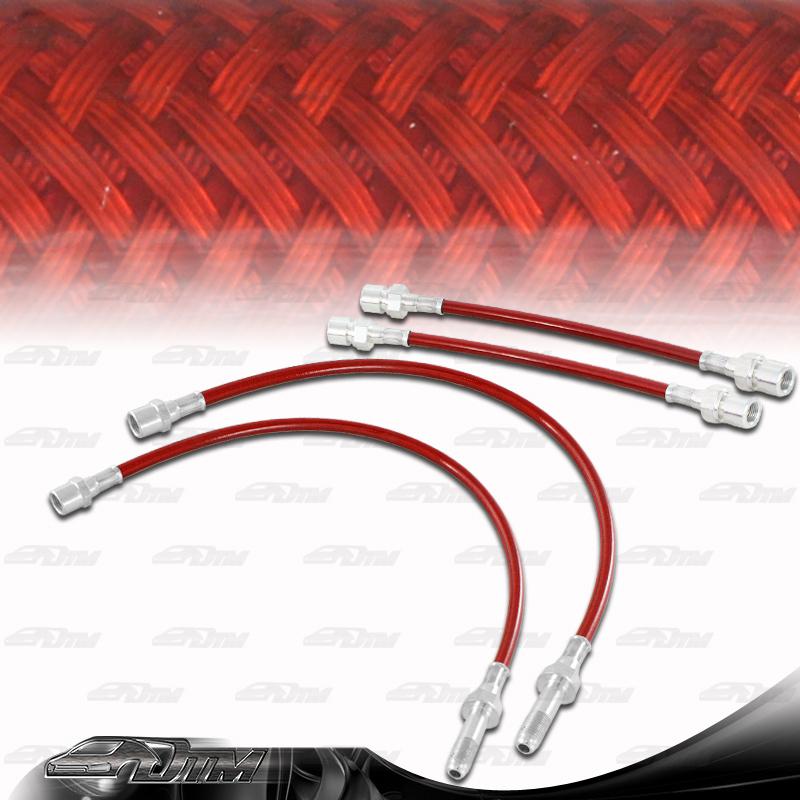 1993-1998 volkswagen jetta / golf front & rear stainless steel brake lines red