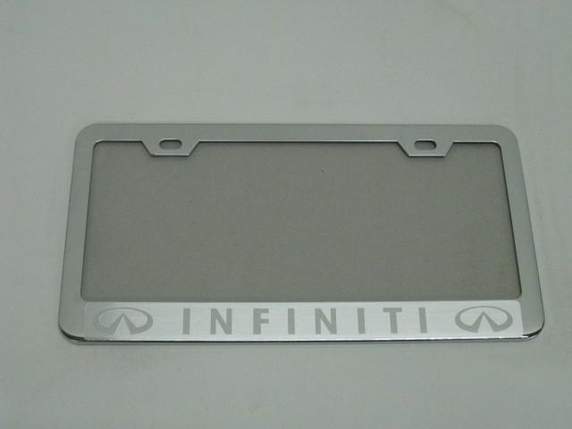 Infiniti halo chrome metal license plate frame +screw caps