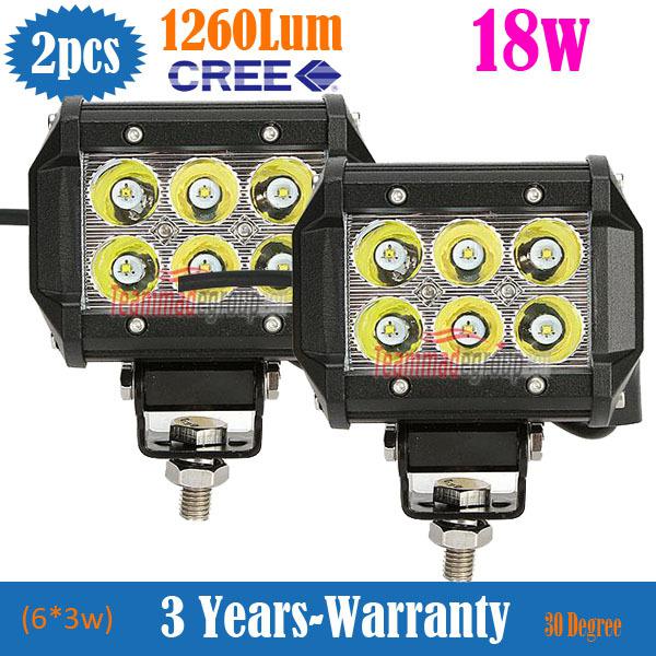 2x 4inch 18w cree led work driving fog light bar 1260lm offroad 4wd boat nn