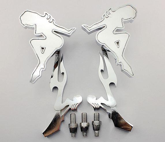 8mm &10mm universal chrome motorcycle mirrors rearview mirror flame stem 2013