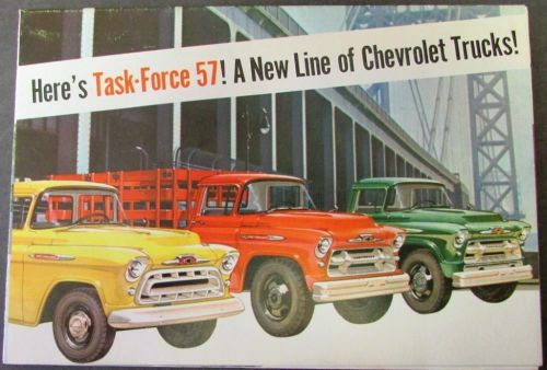 Original 1957 chevrolet truck dealer brochure folder full line pickup panel h/d