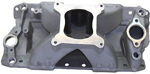 52035 sb power+ chevy hurricane+ race single plane intake manifold satin