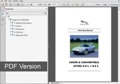 Jaguar 1996 - 2005 xk8 xkr coupe convertible factory workshop repair fsm manual