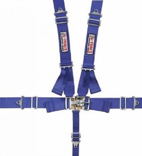 G-force 6000bu 5 point 16.1 sfi racing harness latch seat belts - blue