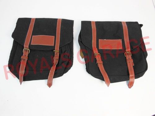 New customized royal enfield  black canvas bag   side saddle bag set