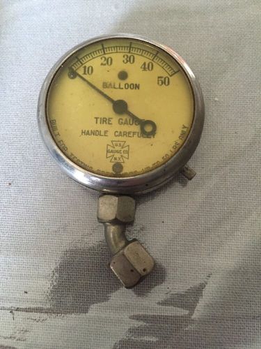 Vintage automotive balloon tire gauge, 50 lb. with leather pouch - us gauge co