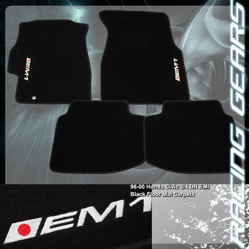 99-00 honda civic si 2 coupe 4 piece black nylon non-skid floor mats carpets em1