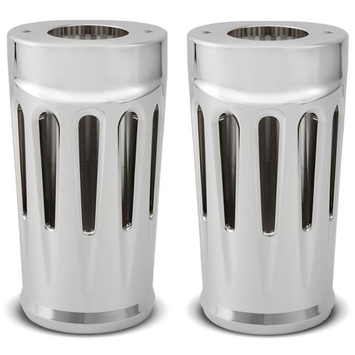 Fork boot covers, deep cut chrome for 1986-up flstf/flstn (except 2007) softail