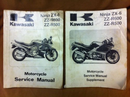 1990-1997 kawasaki ninja zx6,zzr600,zzr500 factory oem shop manual &amp; supplement
