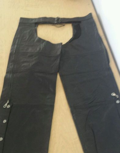 Nwt genuine leather chaps roadkrome black mens xl motorcycle pants chopper bike