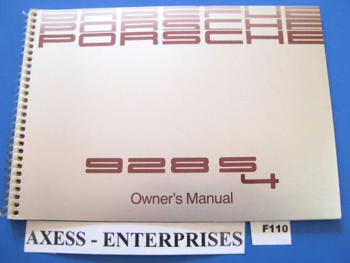 1989 porsche 928 s4 928s4 owners manual drivers operators instructions book f110