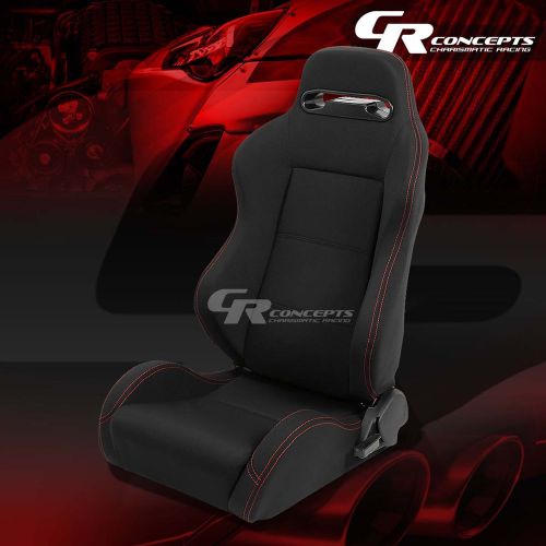 Type-r black+red stitches sports racing seats+mounting slider driver left side