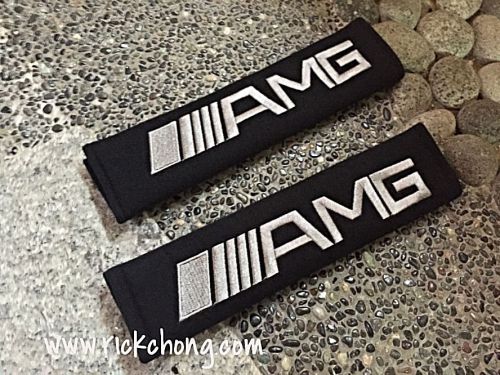 All mercedes gla45 e63 a45 cla45 velvety seat belt shoulder pads amg logo 2pcs