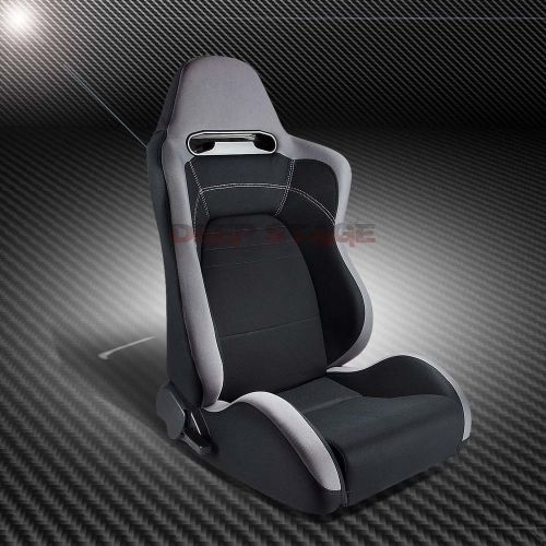 2x type-r gray black cloth sports style racing seats+mounting sliders right side